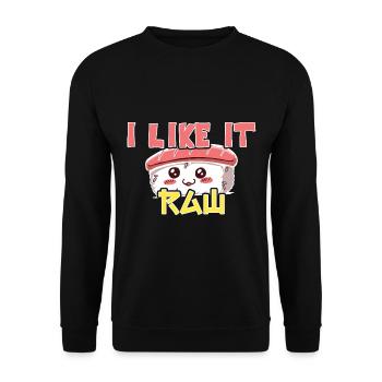 Kawaii Japanese Food Salmon Salmon Sushi Roll - Unisex Sweatshirt - black - Front - Alina (178cm) & Michal (187cm)