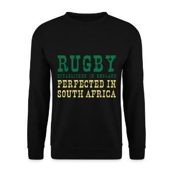 Rugby Perfected In South Africa Rugby - Unisex Pullover - Schwarz - Vorne - Alina (178cm) & Michal (187cm)