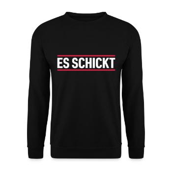ES SCHICKT | Dialekt | Hessisch - Unisex Pullover - Schwarz - Vorne - Alina (178cm) & Michal (187cm)