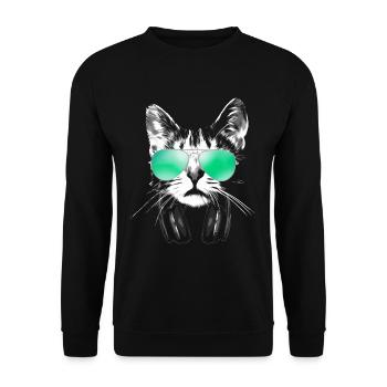 Cool DJ Cat - Unisex Sweatshirt - black - Front - Alina (178cm) & Michal (187cm)