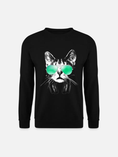Kühles DJ Cat - Unisex Pullover - Schwarz