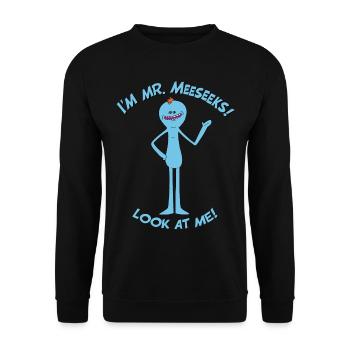 Rick And Morty Mr Meeseeks Look At Me Quote - Unisex Sweatshirt - black - Front - Alina (178cm) & Michal (187cm)
