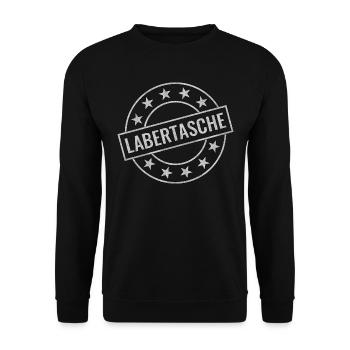 Labertasche Laber Tasche Stempel - Unisex Pullover - Schwarz - Vorne - Alina (178cm) & Michal (187cm)