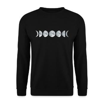 Mondphasen / Weltraumgeschenk / Mondphasen Tees / Phasen - Unisex Pullover - Schwarz - Vorne - Alina (178cm) & Michal (187cm)