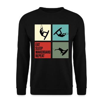 wakeboard wakeboarder cable water rat eat repeat - Unisex Sweatshirt - black - Front - Alina (178cm) & Michal (187cm)