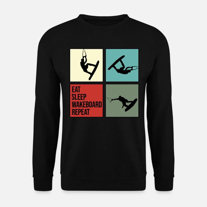wakeboard wakeboarder cable wasserratte eat repeat - Unisex Pullover - Schwarz