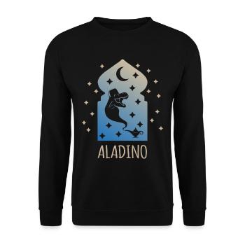 AlaDino (Dinosaurier-Wunderlampe-Edition) - Unisex Pullover - Schwarz - Vorne - Alina (178cm) & Michal (187cm)