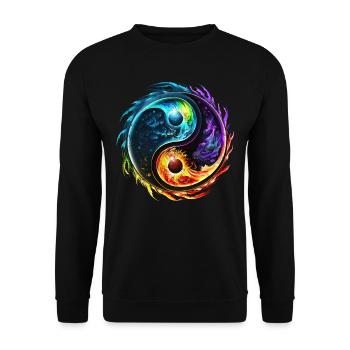 Yin Yang Symbol, Elements, Tao, Chi, Spirituality - Unisex Sweatshirt - black - Front - Alina (178cm) & Michal (187cm)