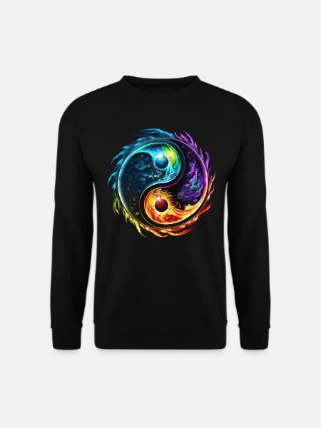Yin Yang Symbol, Elemente, Tao, Chi, Spiritualität - Unisex Pullover - Schwarz