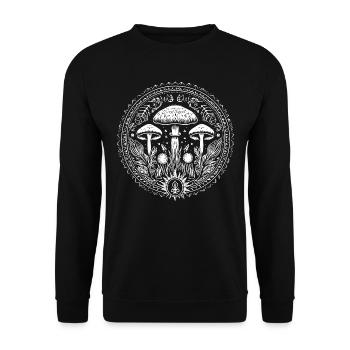 mushrooms, mushroom picker, autumn, forest, october, - Unisex Sweatshirt - black - Front - Alina (178cm) & Michal (187cm)