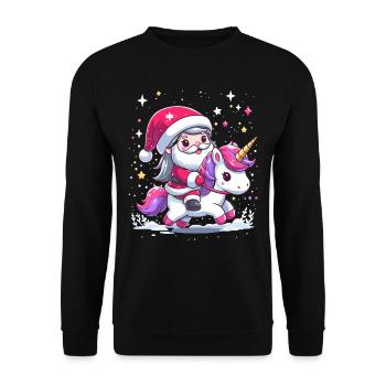 Santa Claus and Unicorn - Unisex Sweatshirt - black - Front - Alina (178cm) & Michal (187cm)