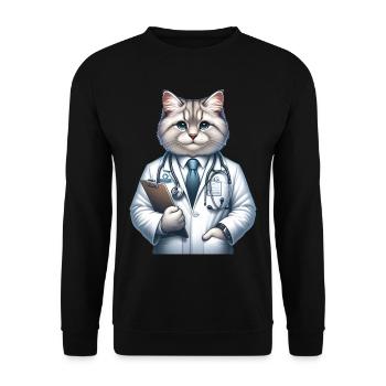 Cute Cat Doctor - Unisex Sweatshirt - black - Front - Alina (178cm) & Michal (187cm)