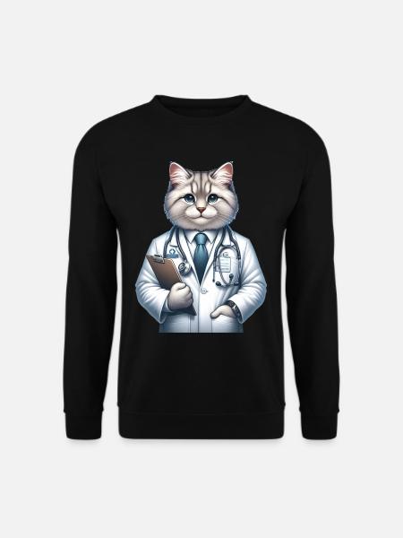 Cute Cat Doctor - Unisex Sweatshirt - black