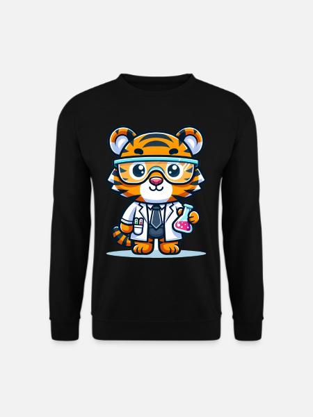 Cute Tiger Scientist - Unisex Sweatshirt - black