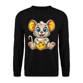 Cheese Loving Mouse - Unisex Sweatshirt - black - Front - Alina (178cm) & Michal (187cm)