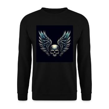 Skull with wings (black) - Unisex Sweatshirt - black - Front - Alina (178cm) & Michal (187cm)