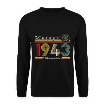 1943 Birthday Born In 1943 Retro Vintage - Unisex Sweatshirt - black - Front - Alina (178cm) & Michal (187cm)