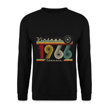Geboren 1966 1966 Geburtstag geschenk Jahrgang - Unisex Pullover - Schwarz - Vorne - Alina (178cm) & Michal (187cm)