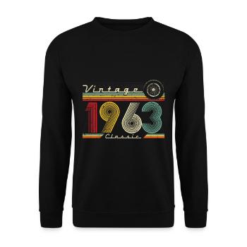 1963 Anniversaire Né En 1963 Rétro Vintage - Sweat-shirt Unisexe - noir - Devant - Alina (178cm) & Michal (187cm)