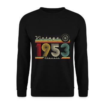 1953 Anniversaire Né En 1953 Rétro Vintage - Sweat-shirt Unisexe - noir - Devant - Alina (178cm) & Michal (187cm)