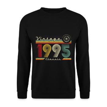 1995 Birthday Born In 1995 Retro Vintage - Unisex Sweatshirt - black - Front - Alina (178cm) & Michal (187cm)