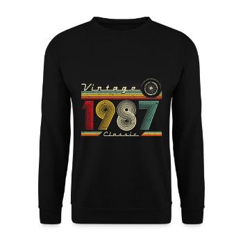 1987 Vintage Anniversaire Rétro Vintage Cadeau - Sweat-shirt Unisexe - noir - Devant - Alina (178cm) & Michal (187cm)