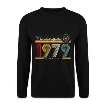 1979 Anniversaire de naissance en 1979 Rétro Vintage - Sweat-shirt Unisexe - noir - Devant - Alina (178cm) & Michal (187cm)