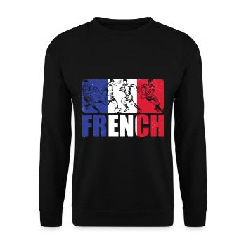 Rugby France Maillot De Rugby Pour Franzsoen France - Sweat-shirt Unisexe - noir - Devant - Alina (178cm) & Michal (187cm)