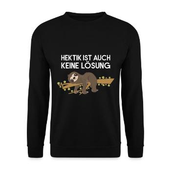 Sloth Faulenzer Süßes Faultier Geschenk - Unisex Pullover - Schwarz - Vorne - Alina (178cm) & Michal (187cm)