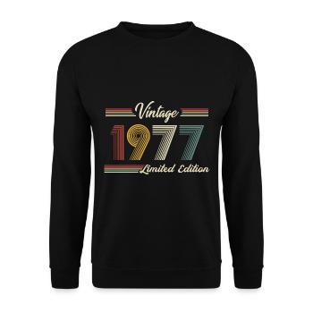 1977 Anniversaire Né En 1977 Rétro Vintage - Sweat-shirt Unisexe - noir - Devant - Alina (178cm) & Michal (187cm)