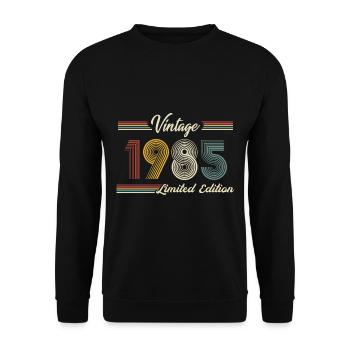 1985 Anniversaire Né En 1985 Rétro Vintage - Sweat-shirt Unisexe - noir - Devant - Alina (178cm) & Michal (187cm)
