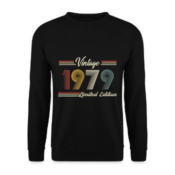 1979 Birthday Born In 1979 Retro Vintage - Unisex Sweatshirt - black - Front - Alina (178cm) & Michal (187cm)
