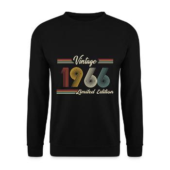 Geboren 1966 1966 Geburtstag geschenk Jahrgang - Unisex Pullover - Schwarz - Vorne - Alina (178cm) & Michal (187cm)