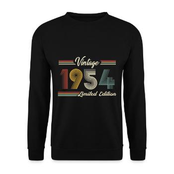 1954 Anniversaire Né En 1954 Rétro Vintage - Sweat-shirt Unisexe - noir - Devant - Alina (178cm) & Michal (187cm)
