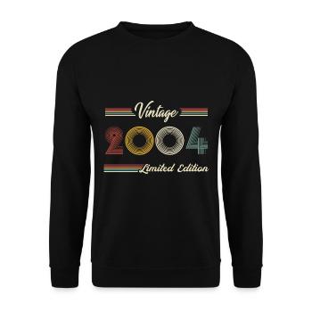 2004 Anniversaire Né En 2004 Rétro Millésime - Sweat-shirt Unisexe - noir - Devant - Alina (178cm) & Michal (187cm)