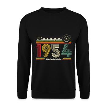 1954 Anniversaire Né En 1954 Rétro Vintage - Sweat-shirt Unisexe - noir - Devant - Alina (178cm) & Michal (187cm)
