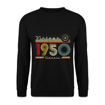 Anniversaire des années 1950 né dans les années 1950 rétro Vintage - Sweat-shirt Unisexe - noir - Devant - Alina (178cm) & Michal (187cm)