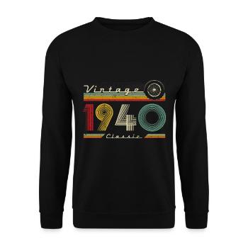 Anniversaire des années 1940 né dans les années 1940 rétro Vintage - Sweat-shirt Unisexe - noir - Devant - Alina (178cm) & Michal (187cm)