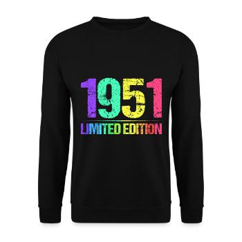 1951 Limited Edition Jahrgang 51er Retro Jahrgang - Unisex Pullover - Schwarz - Vorne - Alina (178cm) & Michal (187cm)