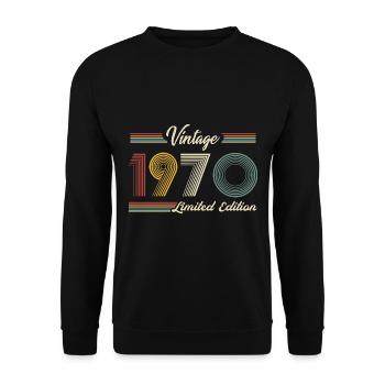 1970 Anniversaire Né En 1970 Rétro Vintage - Sweat-shirt Unisexe - noir - Devant - Alina (178cm) & Michal (187cm)