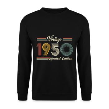 Anniversaire des années 1950 né dans les années 1950 rétro Vintage - Sweat-shirt Unisexe - noir - Devant - Alina (178cm) & Michal (187cm)