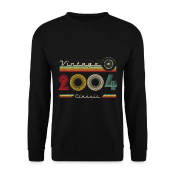 2004 Anniversaire Né En 2004 Rétro Millésime - Sweat-shirt Unisexe - noir - Devant - Alina (178cm) & Michal (187cm)