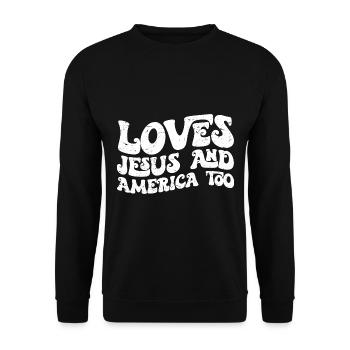 Aime Jésus et l’Amérique trop chrétien motive - Sweat-shirt Unisexe - noir - Devant - Alina (178cm) & Michal (187cm)