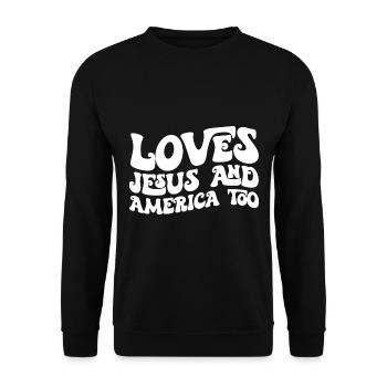 Aime Jésus et l’Amérique trop chrétien motive - Sweat-shirt Unisexe - noir - Devant - Alina (178cm) & Michal (187cm)