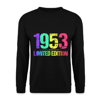 1953 Limited Edition Jahrgang 53er Retro Jahrgang - Unisex Pullover - Schwarz - Vorne - Alina (178cm) & Michal (187cm)
