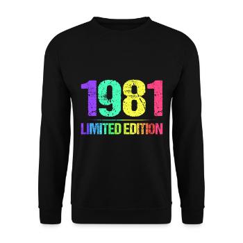 1981 Limited Edition Jahrgang 81er Retro Jahrgang - Unisex Pullover - Schwarz - Vorne - Alina (178cm) & Michal (187cm)