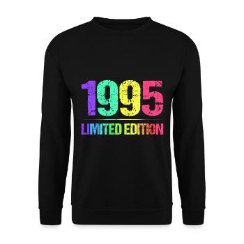 1995 Limited Edition Jahrgang 95er Retro Jahrgang - Unisex Pullover - Schwarz - Vorne - Alina (178cm) & Michal (187cm)