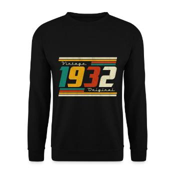 1932 born 90 year birthday retro - Unisex Sweatshirt - black - Front - Alina (178cm) & Michal (187cm)