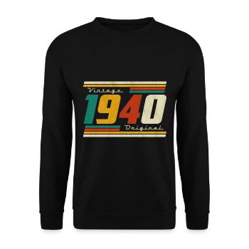 Anniversaire des années 1940 né dans les années 1940 rétro Vintage - Sweat-shirt Unisexe - noir - Devant - Alina (178cm) & Michal (187cm)