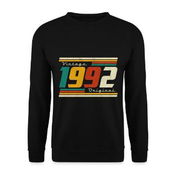 1992 Vintage anniversaire rétro Vintage cadeau - Sweat-shirt Unisexe - noir - Devant - Alina (178cm) & Michal (187cm)